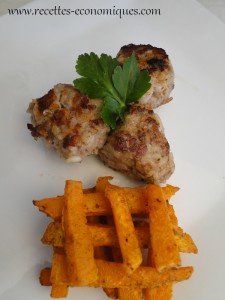 frites butternut et boulettes porc et riz