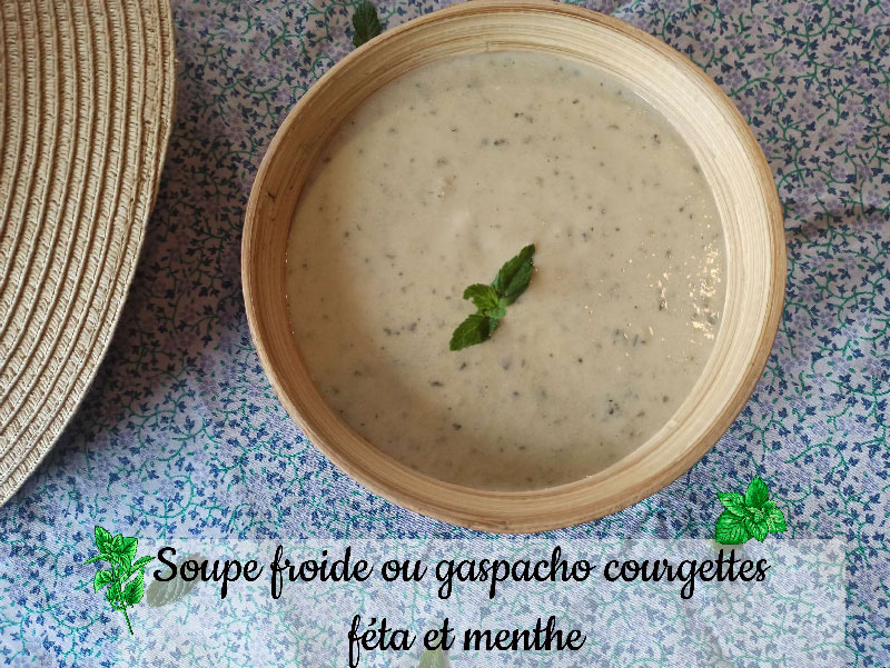 Gaspacho ou soupe froide courgettes feta et menthe image